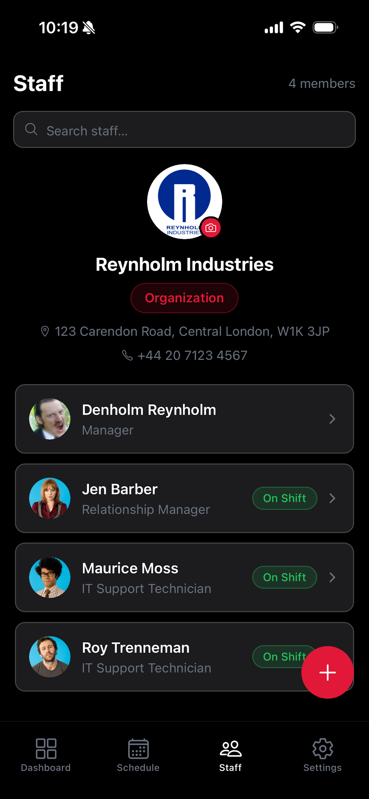 Staff screenshot